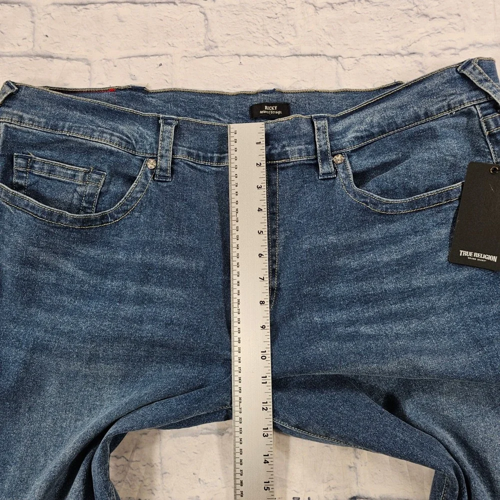 True Religion Ricky Relaxed Straight Men 44 Blue Dark Roper Wash Denim Jeans